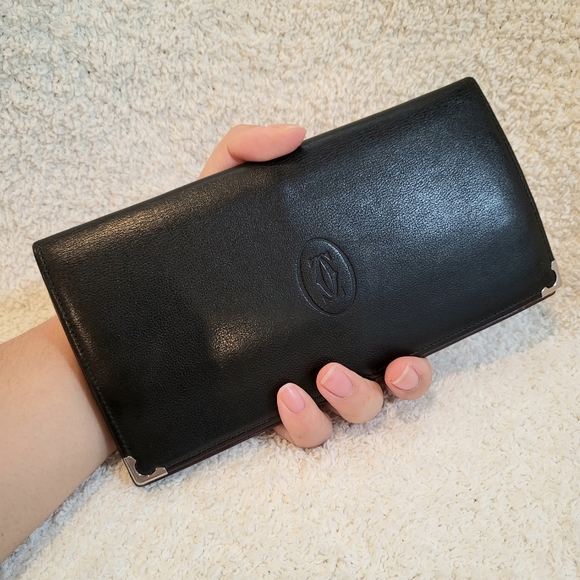 Cartier Vintage Black Bifold Long Wallet